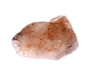 mineral Rutile quartz  isolated on a white background