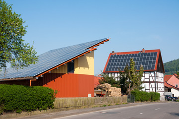 Grange with solar panels
