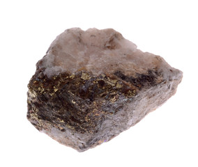 mineral chalcopyrite  isolated on a white background