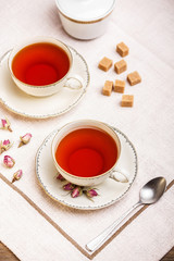 Cup of tea on the table