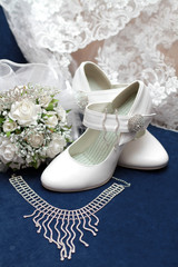 Wedding bouquet and shoes