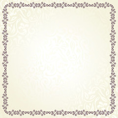 Light floral seamless background with vintage frame