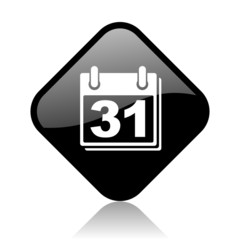 calendar black square glossy internet icon