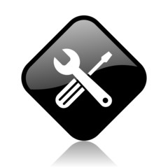 tools black square glossy internet icon