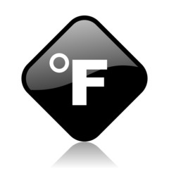 fahrenheit black square glossy internet icon