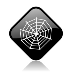 spider web black square glossy internet icon