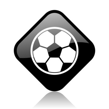 soccer black square glossy internet icon