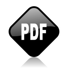 pdf black square glossy internet icon