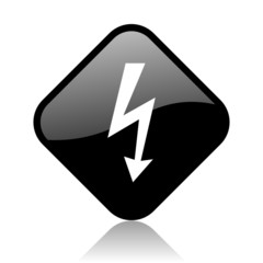 lightning black square glossy internet icon