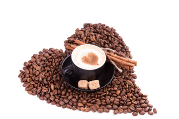 Cup of coffee with a heart  Coffee break concept.