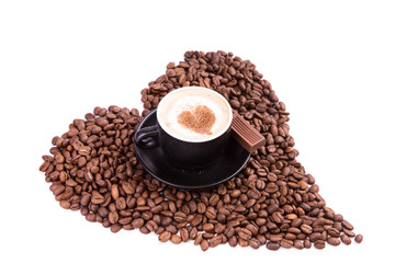 Cup of coffee with a heart  Coffee break concept.