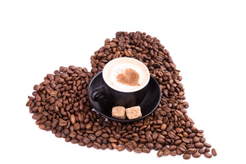 Cup of coffee with a heart. Coffee break concept.