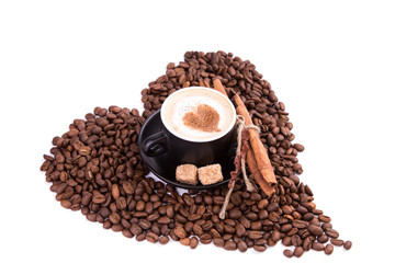 Cup of coffee with a heart. Coffee break concept.