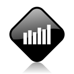 bar graph black square glossy internet icon