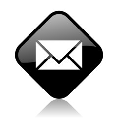mail black square glossy internet icon