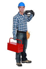Electrician with a toolbox