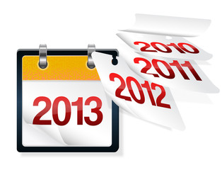 calendar with flying paages with years on them