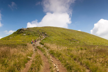 Walking trail to the summit Tarnica in the. Poland
