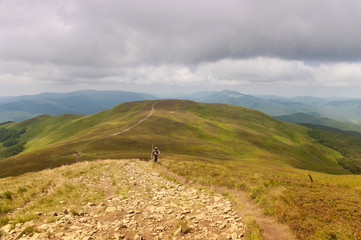 Walking trail to the summit Tarnica in the. Poland