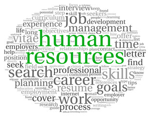 Human resources concept in tag cloud