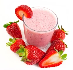 Papier Peint photo autocollant Milk-shake strawberry smoothie