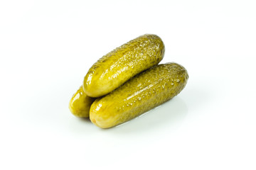 pickled cucumbers. Gherkins on a white background