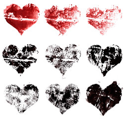 grunge set of hearts