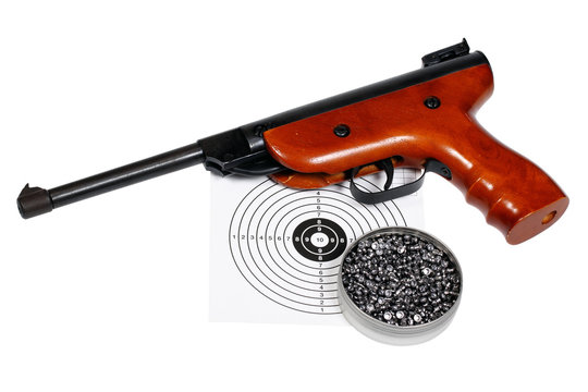 Target shooting equipment over white with clipping path.