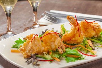 Tempura prawns