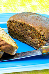 Rye Bread on a Blue Platter