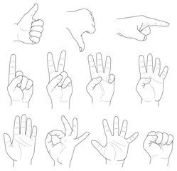 vector set of hand gestures