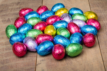 Foil wrapped chocolate Easter eggs