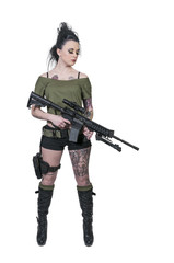 Woman with Assault Rifle