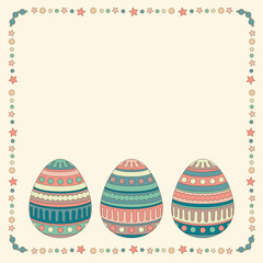 deсorative Easter Eggs in a frame of stars and balls