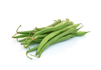 green beans on white background