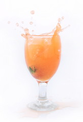 Orange juice splash, isolated on white background