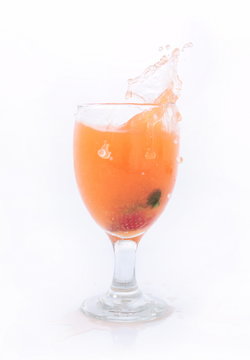Orange juice splash, isolated on white background