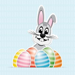 colorful white striped easter eggs bunny background