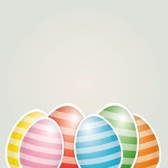 colorful white striped easter eggs card background