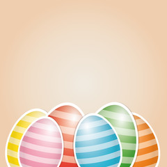 colorful white striped easter eggs card background