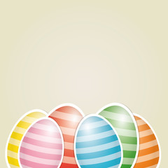 colorful white striped easter eggs card background