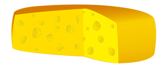 Natural swiss dairy cheese on a white background.Vector