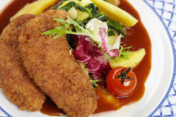 Schnitzel with salad