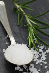 Grobes Meersalz und frischer Rosmarin