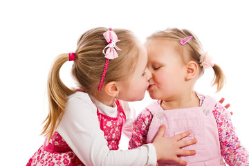 two kissing child