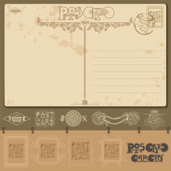 vintage post card background sample with different element