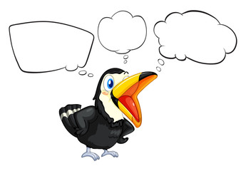 A black bird with empty callouts