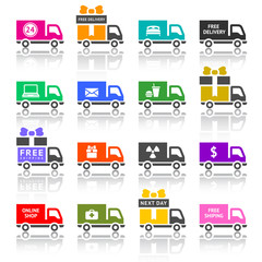 Fototapeta na wymiar Set of truck colored icons