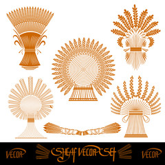 five sheaf silhouetes of wheat