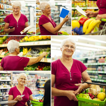 Senior woman during shopping.